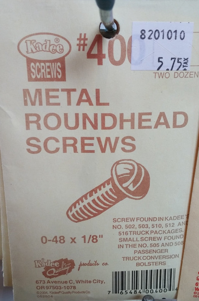 HO Kadee #400 Metal Roundhead Screws